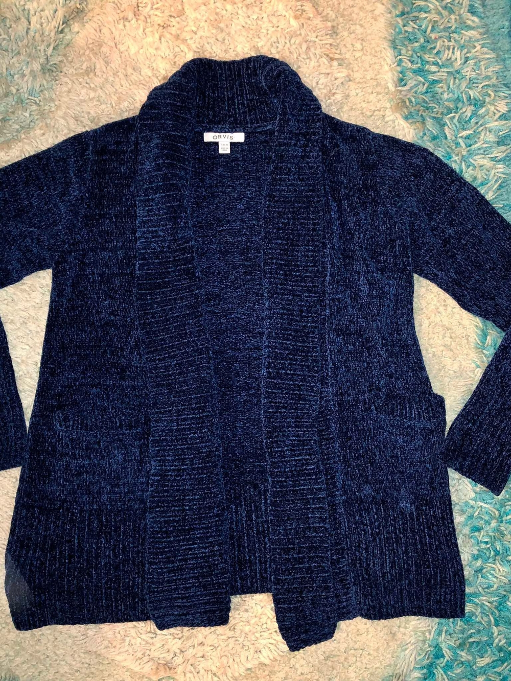 Orvis Women's Chenille Shawl Collar Open Cardigan Sweater S